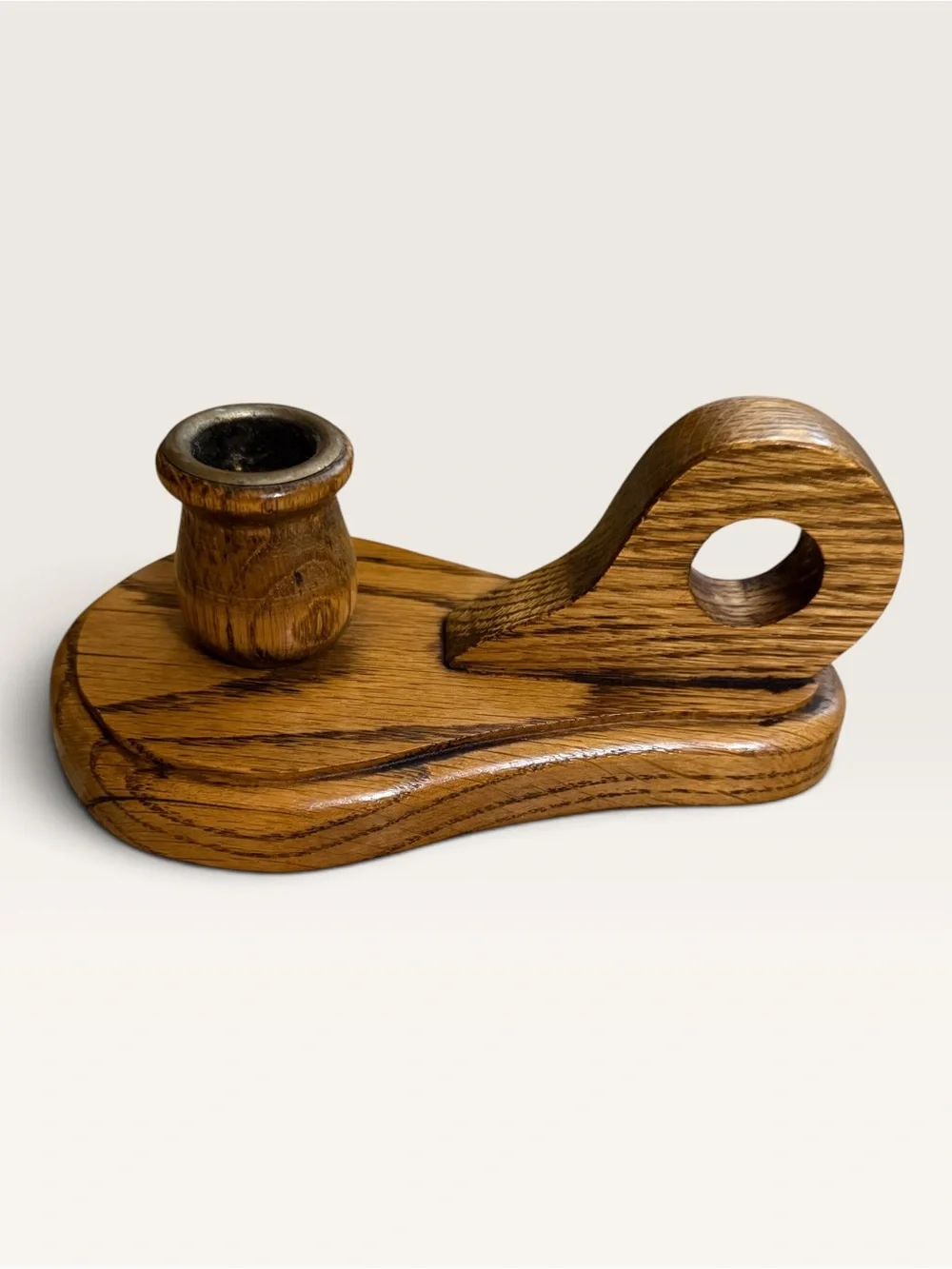 Vintage Wooden Chamberstick Candle Holder